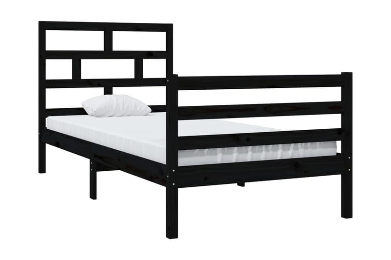 Sängram svart massivt furu 90x200 cm enkelsäng - Svart - Sängram & sängstomme
