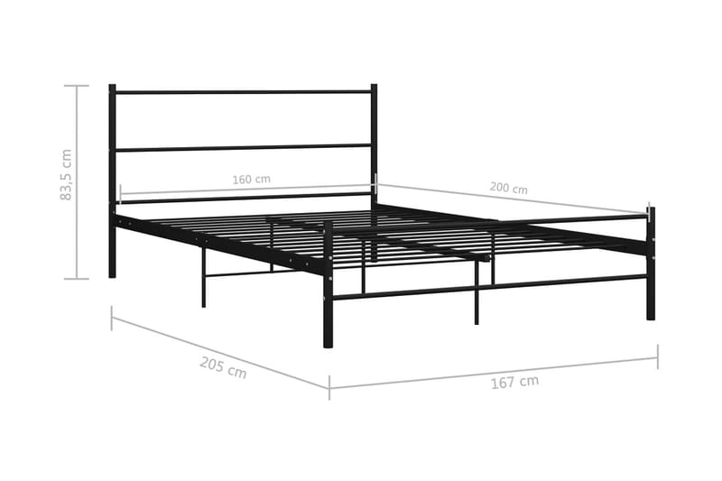Sängram svart metall 160x200 cm - Svart - Sängram & sängstomme
