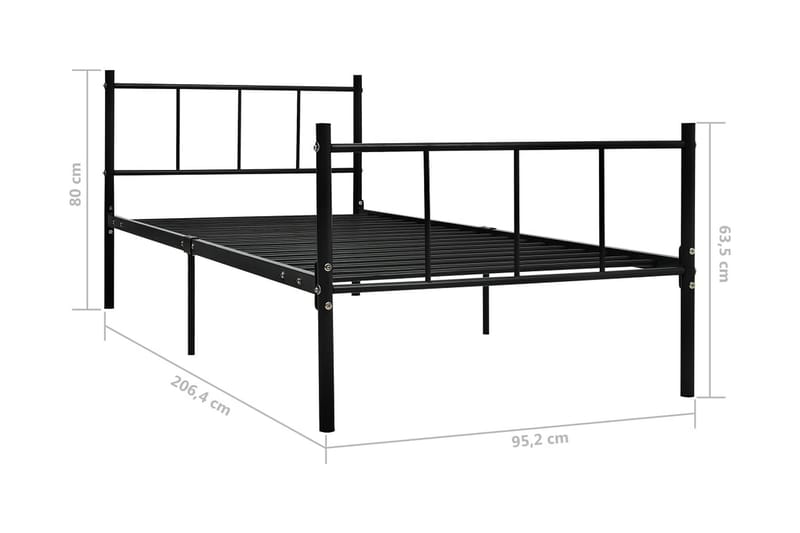 Sängram svart metall 90x200 cm - Svart - Möbler - Säng - Sängram & sängstomme