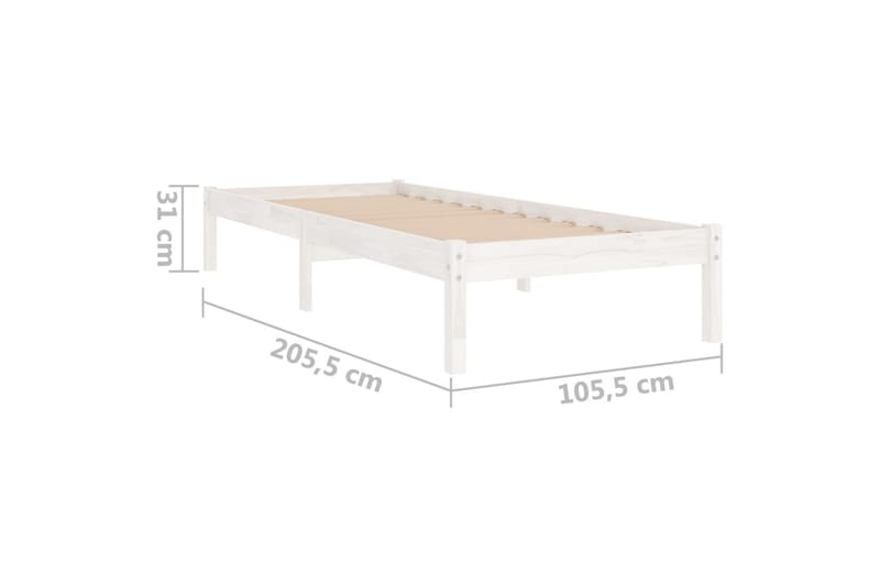 Sängram vit massiv furu 100x200 cm - Vit - Möbler - Säng - Sängram & sängstomme