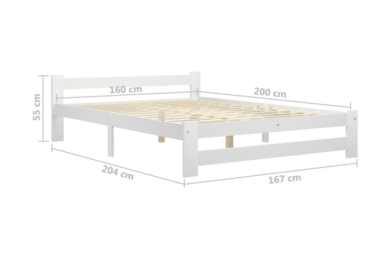 Sängram vit massiv furu 160x200 cm - Vit - Möbler - Säng - Sängram & sängstomme