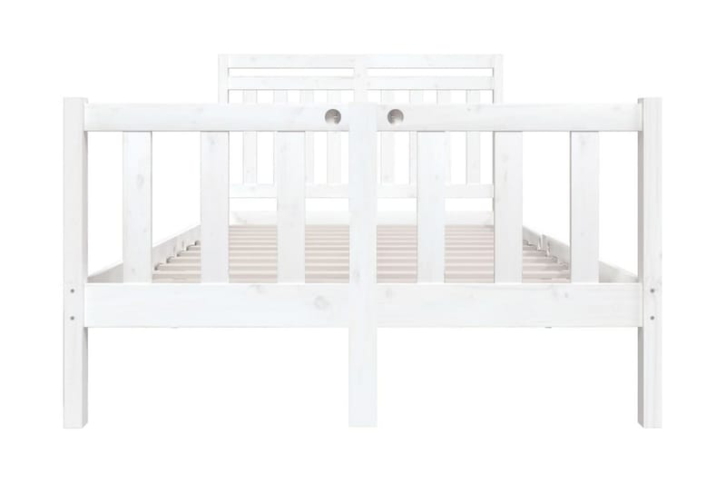 Sängram vit massivt trä 120x190 cm liten dubbelsäng - Vit - Sängram & sängstomme