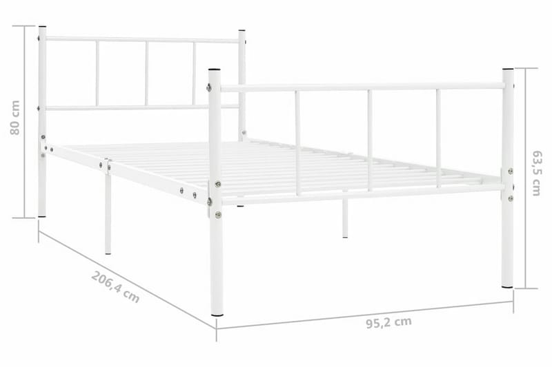 Sängram vit metall 90x200 cm - Vit - Sängram & sängstomme