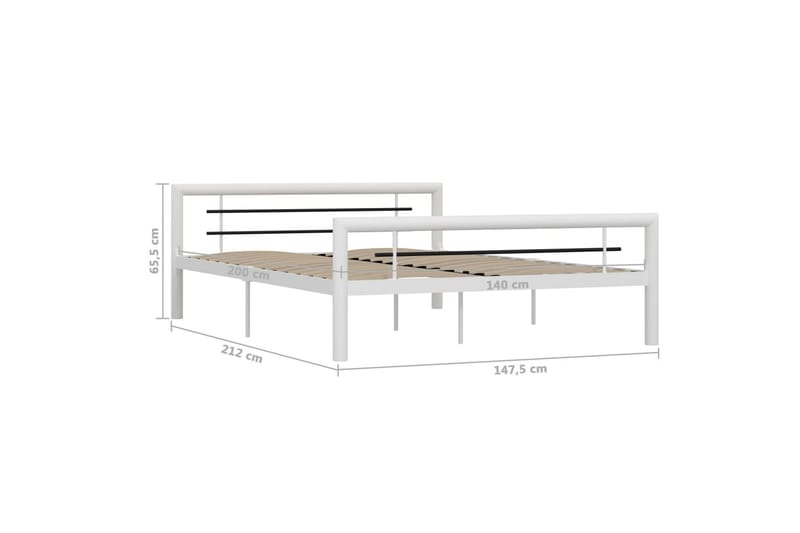 Sängram vit och svart metall 140x200 cm - Vit - Möbler - Säng - Sängram & sängstomme