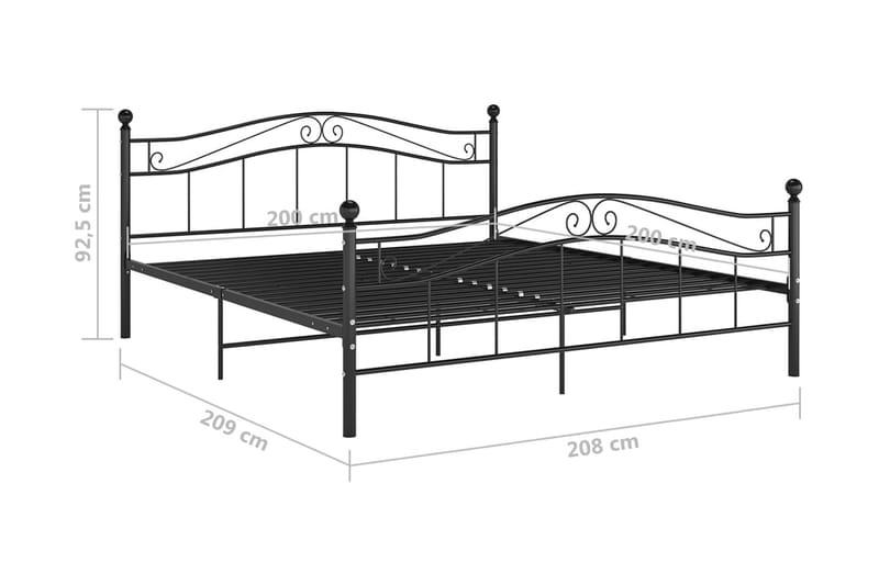 Sängram svart metall 200x200 cm - Svart - Möbler - Säng - Sängram & sängstomme