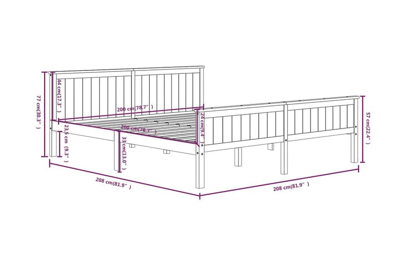 Sängram vit massiv furu 200x200 cm - Vit - Möbler - Säng - Sängram & sängstomme