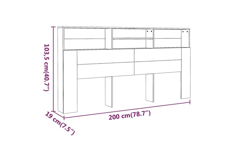 beBasic Sänggavel med förvaring brun ek 200x19x103,5 cm - Brown - Sänggavlar & huvudgavlar