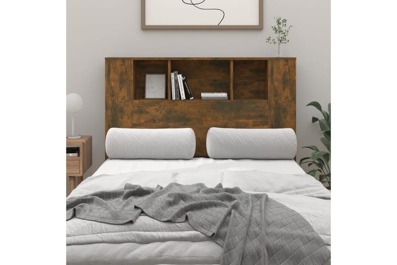 beBasic Sänggavel med förvaring rökfärgad ek 120x18,5x104,5 cm - Brown - Sänggavlar & huvudgavlar
