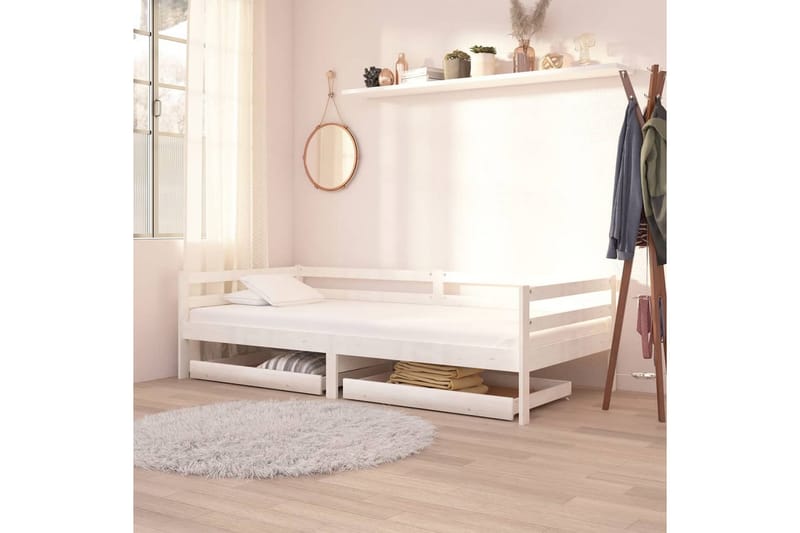 Sänglådor 2 st vit massiv furu - Vit - Sängförvaring - Sänglåda