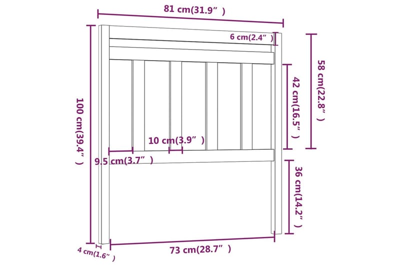 Sänggavel grå 81x4x100 cm massiv furu - Grå - Sänggavlar & huvudgavlar