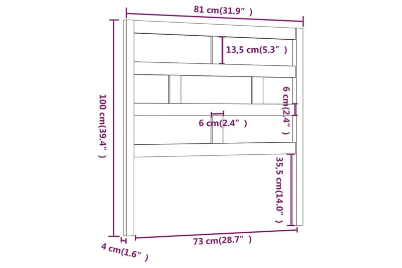 Sänggavel grå 81x4x100 cm massiv furu - Grå - Möbler - Säng - Sängtillbehör & sänggavel - Sänggavlar & huvudgavlar