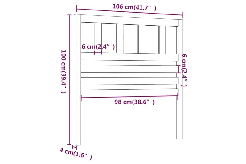 Sänggavel honungsbrun 106x4x100 cm massiv furu - Honung - Möbler - Säng - Sängtillbehör & sänggavel - Sänggavlar & huvudgavlar