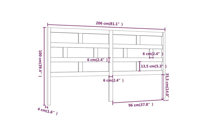 Sänggavel honungsbrun 206x4x100 cm massiv furu - Honung - Möbler - Säng - Sängtillbehör & sänggavel - Sänggavlar & huvudgavlar