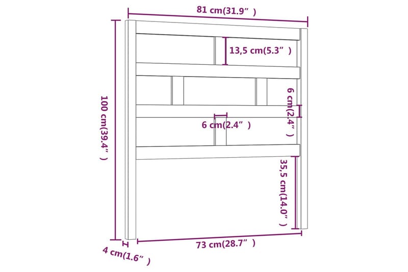 Sänggavel vit 81x4x100 cm massiv furu - Vit - Möbler - Säng - Sängtillbehör & sänggavel - Sänggavlar & huvudgavlar