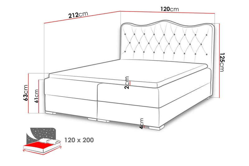 Sultan Sängpaket Kontinentalsäng 120x200 cm - Svart - Möbler - Säng - Komplett sängpaket