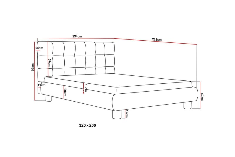 Teddy Komplett Sängpaket Sängram med Madrass 120x200 cm - Grå - Möbler - Säng - Komplett sängpaket