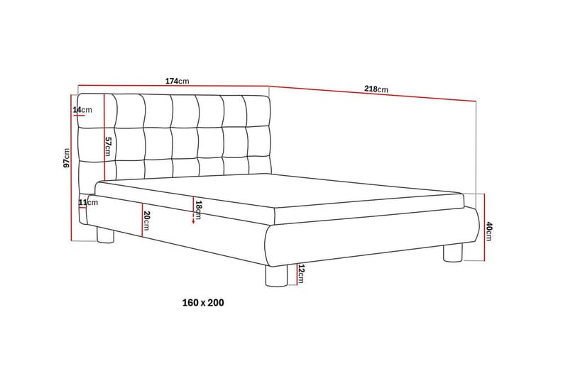 Teddy Komplett Sängpaket Sängram med Madrass 160x200 cm - Grå - Möbler - Säng - Komplett sängpaket