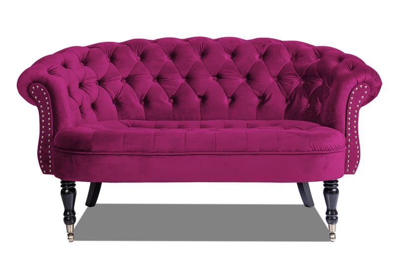 Chesterfield Ludovic Soffa 2-sits - Cerise - Skinnsoffor - 3 sits soffa - 4 sits soffa - Soffa - Sammetssoffa - 2 sits soffa - Chesterfield soffa