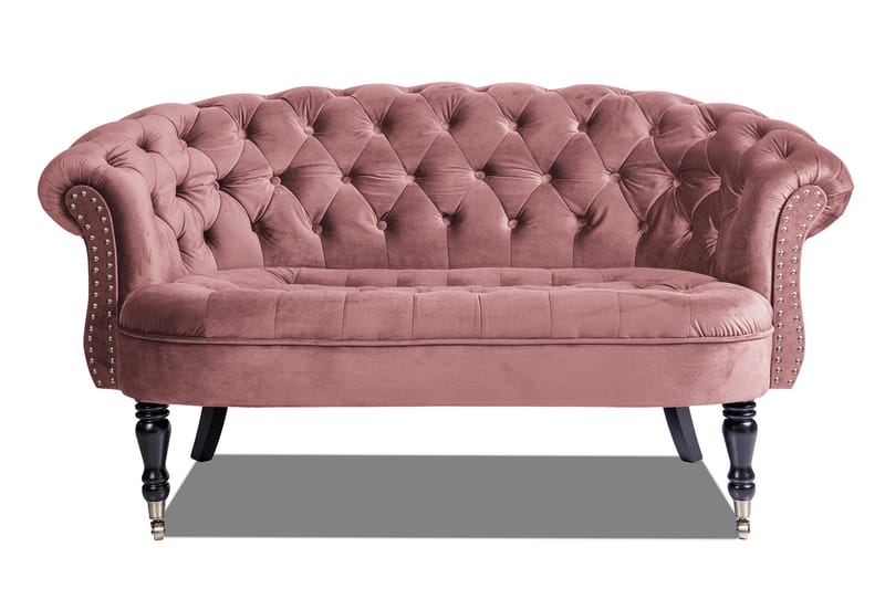 Chesterfield Ludovic Soffa 2-sits - Rosa - Skinnsoffor - 3 sits soffa - 4 sits soffa - Soffa - Sammetssoffa - 2 sits soffa - Chesterfield soffa
