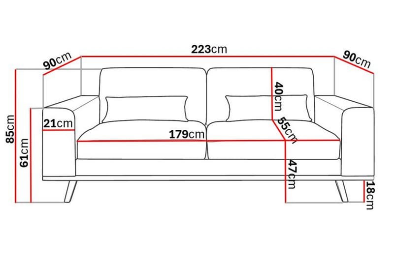 Copenhagen 3 sits Manchester Soffa 223 cm - Beige / Ljus - Möbler - Soffa - 3 sits soffa