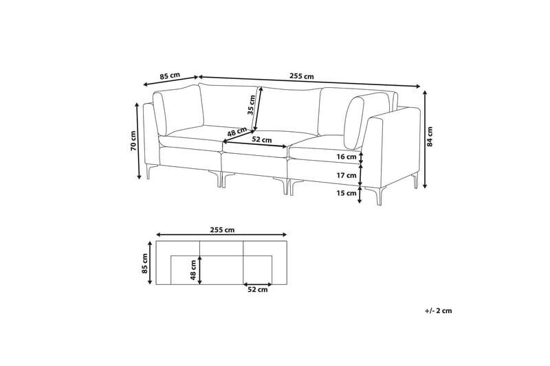 Evja 3-sits Soffa - Sammet/Grå - Möbler - Soffa - 3 sits soffa