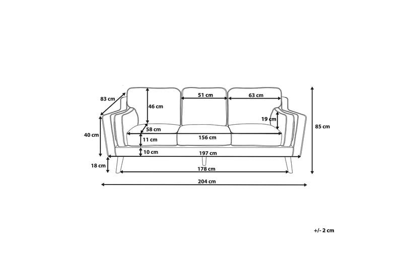 Lokka Soffa 3 Sits - Svart - 3 sits soffa