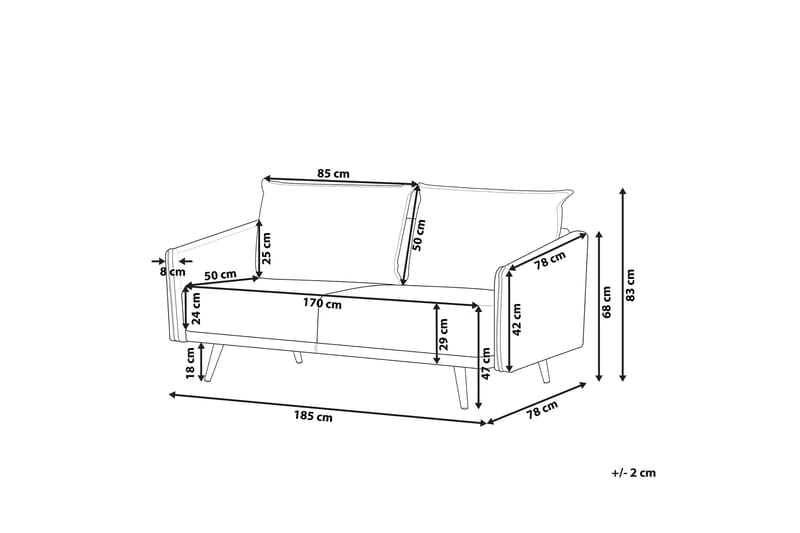 Maurana 3-sits Soffa - Sammet/Rosa - 3 sits soffa