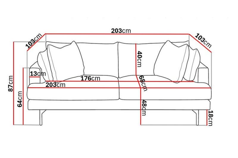 Menard Djup 3 sits Manchester Soffa 205 cm bred - Beige / Natur / Ljus - Möbler - Soffa - 3 sits soffa