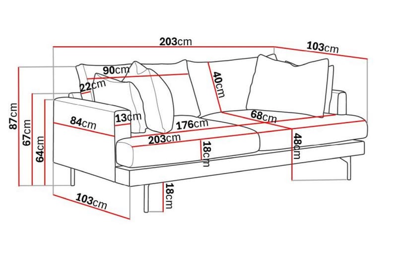 Menard Djup 3 sits Soffa 205 cm Bred - Ljus Beige / Natur - Möbler - Soffa - 3 sits soffa