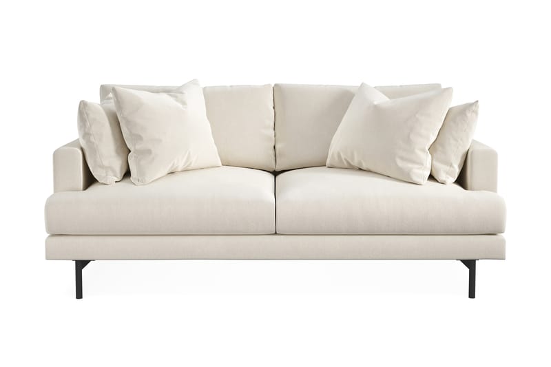 Menard Djup 3 sits Soffa Sammet 205 cm bred - Ljus Beige / Vit - Möbler - Soffa - 3 sits soffa