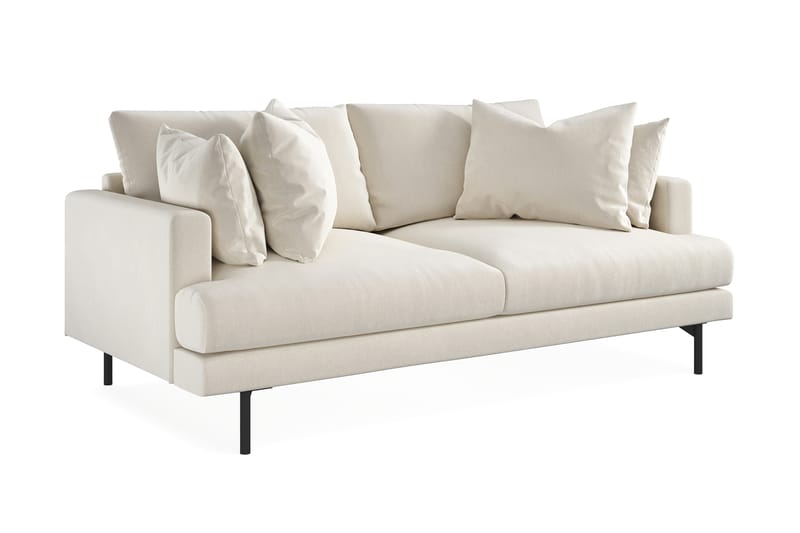 Menard Djup 3 sits Soffa Sammet 205 cm bred - Ljus Beige / Vit - Möbler - Soffa - 3 sits soffa