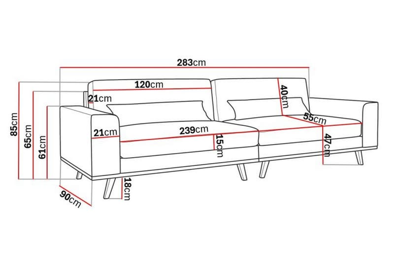 Copenhagen 4-sits Soffa Manchester - Grå - Möbler - Soffa - 4 sits soffa