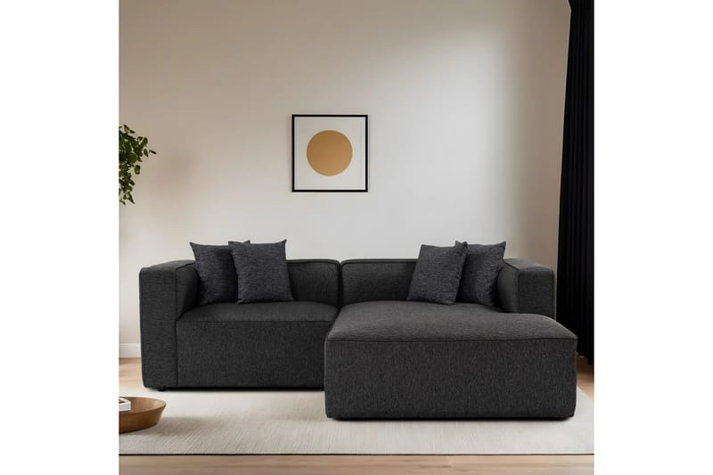 Abbas 4-sits Soffa med Divan - Antracit - Möbler - Soffa - Divansoffor & schäslongsoffa