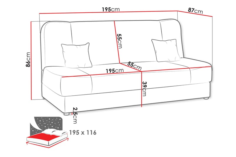 Abron Soffa 3-sits - Grå/Beige - Möbler - Soffa - 3 sits soffa