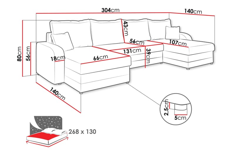 Alvared Soffa Dubbeldivan 4-sits - Svart - Möbler - Soffa - U-soffa