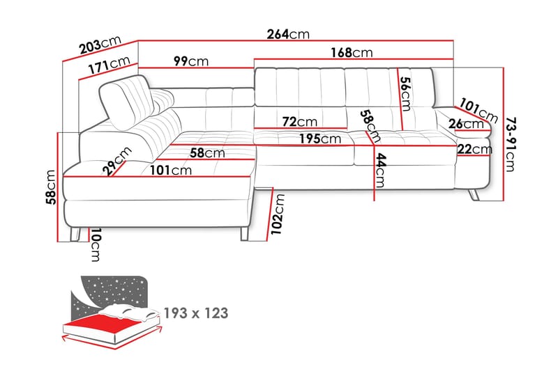 Amshyttan Soffa med Schäslong 3-sits - Grå - Möbler - Soffa - Divansoffor & schäslongsoffa