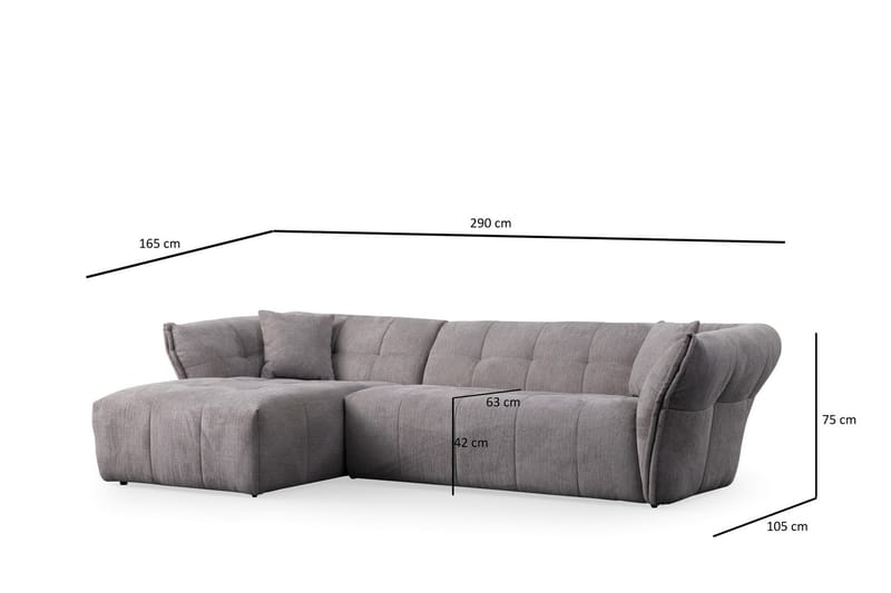 Azzo 4-sits Soffa med Divan - Ljusgrå - Möbler - Soffa - Divansoffor & schäslongsoffa