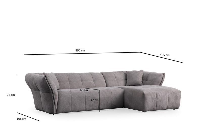 Azzo 4-sits Soffa med Divan - Ljusgrå - Möbler - Soffa - Divansoffor & schäslongsoffa