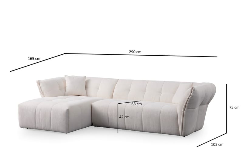 Azzo 4-sits Soffa med Divan - Vit - Möbler - Soffa - Divansoffor & schäslongsoffa