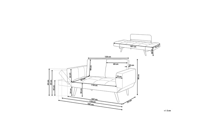 Brekke Bäddsoffa 150 cm - Blå - Bäddsoffa - Bäddsoffa 2 sits