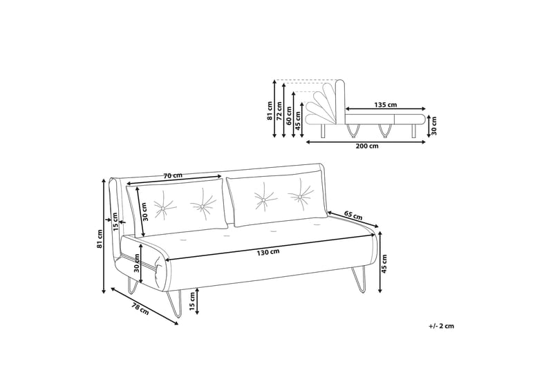 Soffa 2-sits sammet mörkgrön VESTFOLD - Grön - Bäddsoffa - Bäddsoffa 2 sits