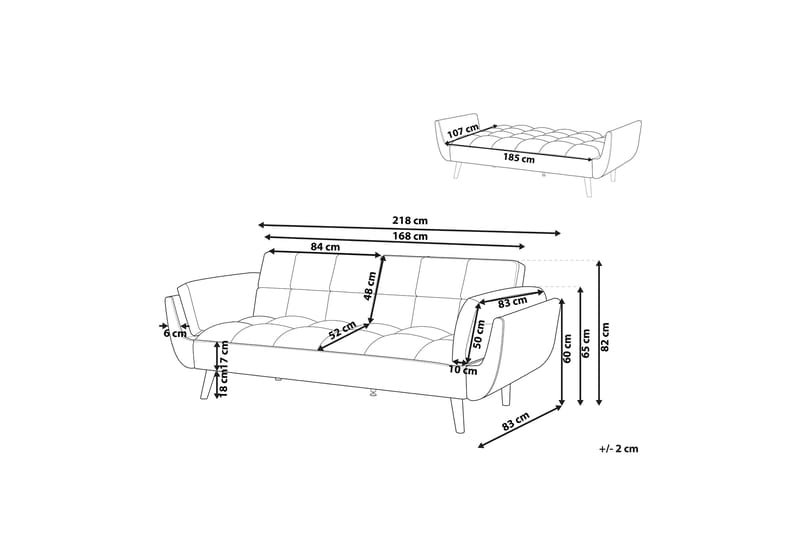 Asaby 3-sits Bäddsoffa - Sammet/Svart - Möbler - Soffa - Bäddsoffa - Bäddsoffa 3 sits