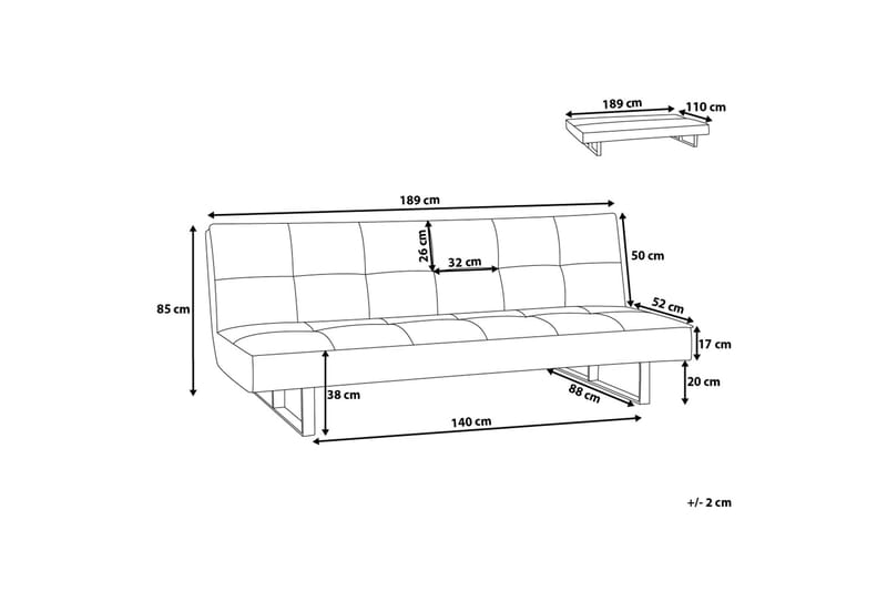 Derby Bäddsoffa 189 cm - Brun - Bäddsoffa - Bäddsoffa 3 sits