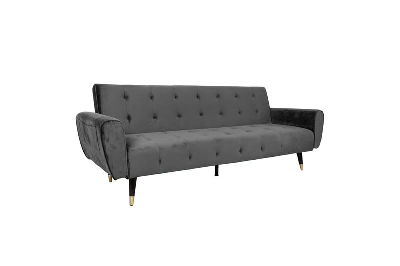 Falun Bäddsoffa 214x83 cm Grå Sammet - Möbler - Soffa - Bäddsoffa - Bäddsoffa 3 sits