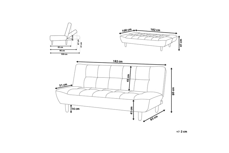 Alsten Bäddsoffa 182 cm - Beige - Möbler - Soffa - Bäddsoffa