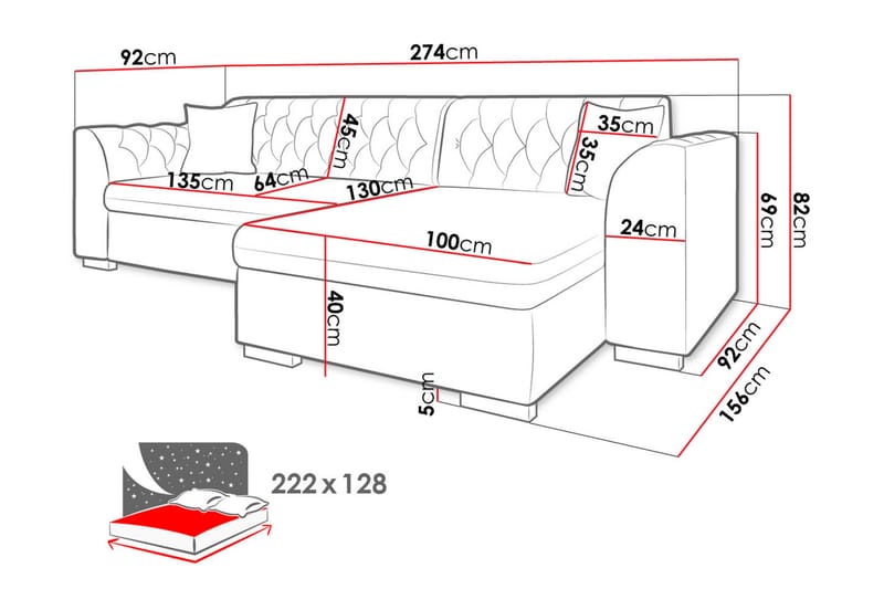 Bäddsoffa med divan - Grön|Natur - Möbler - Soffa - Bäddsoffa