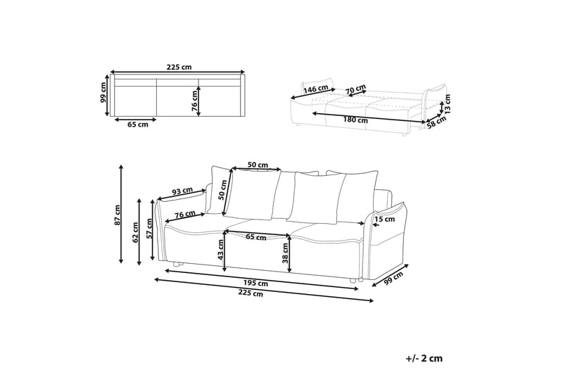 Balendin Bäddsoffa 3-sits - Beige/Svart - Möbler - Soffa - Bäddsoffa