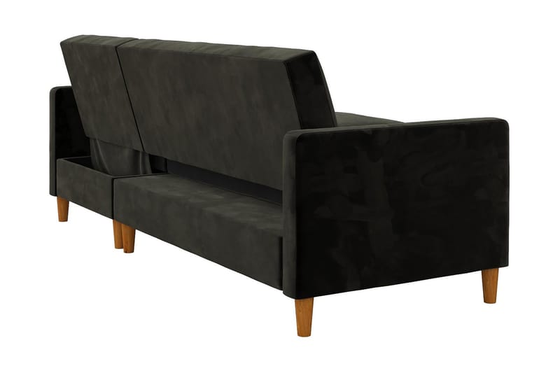 Celine 3-sits Divanbäddsoffa Sammet/Svart - Dorel Home - Bäddsoffa divan - Sammetssoffa - Bäddsoffa