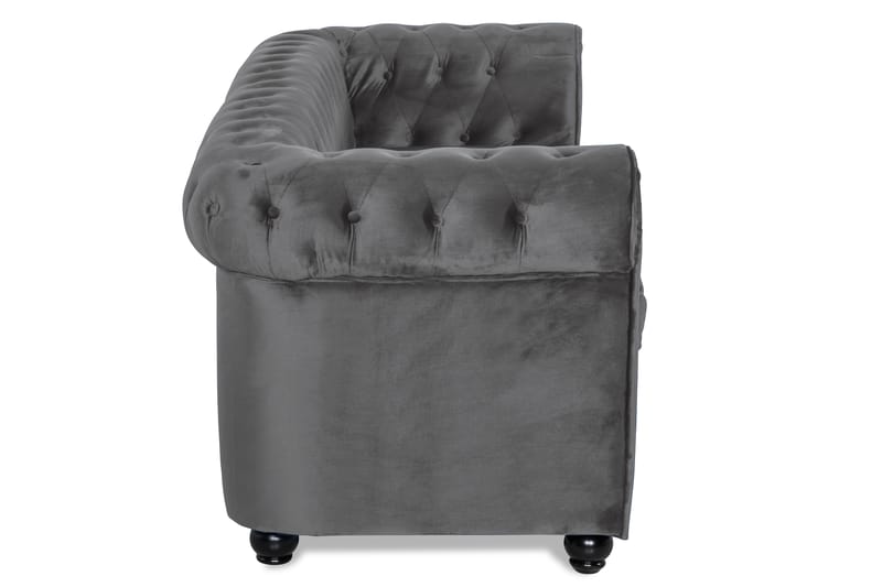 Chesterfield Deluxe 3-sits Framåtbäddad bäddsoffa i sammet - Mörkgrå Sammet - Möbler - Soffa - Bäddsoffa