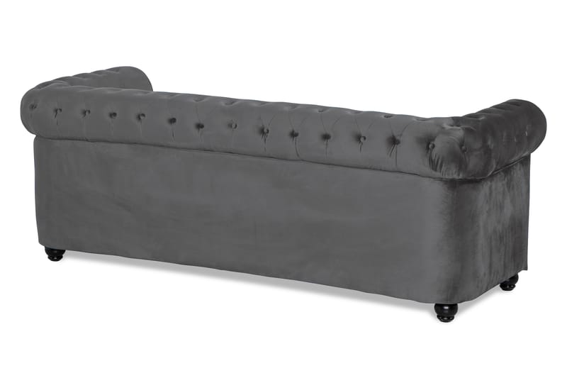 Chesterfield Deluxe 3-sits Framåtbäddad bäddsoffa i sammet - Mörkgrå Sammet - Möbler - Soffa - Bäddsoffa